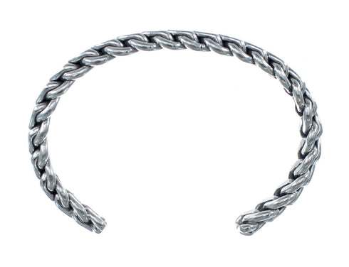 Navajo Genuine Twisted Sterling Silver Cuff Bracelet AX126323